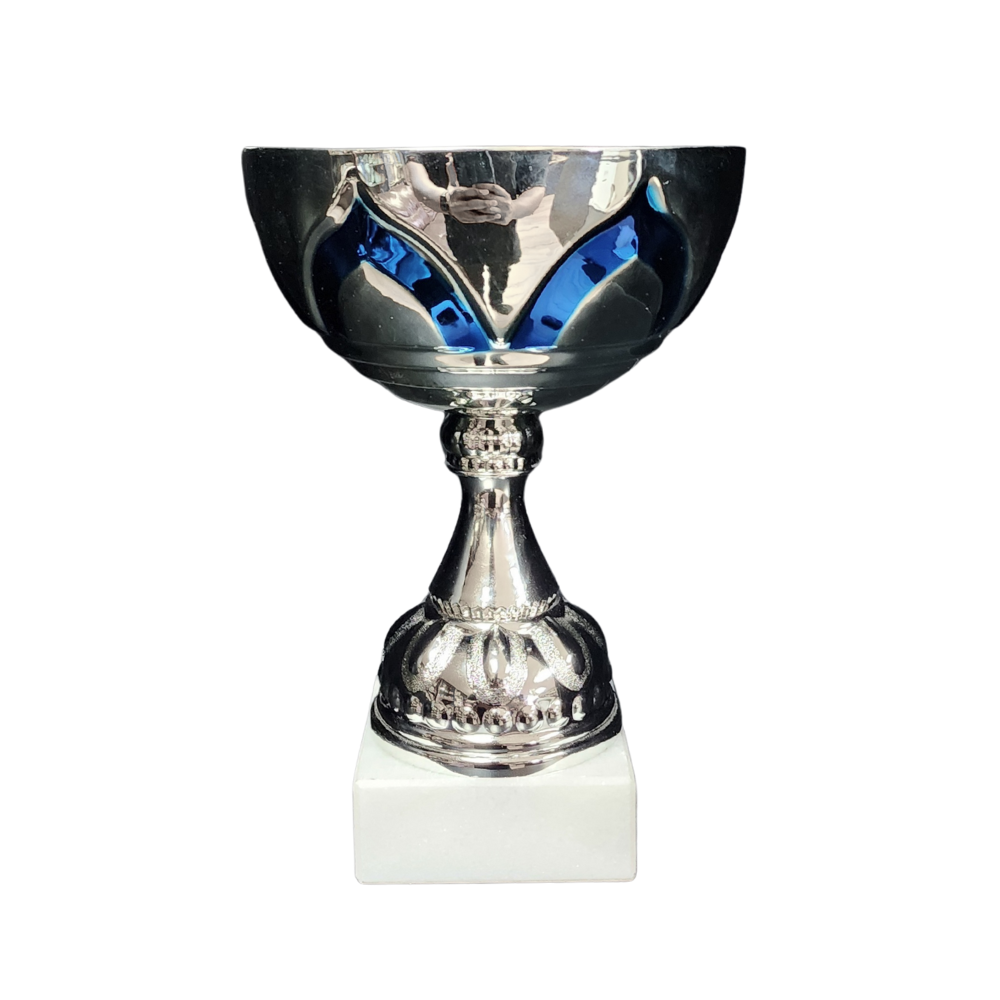 Silver / Blue Metal Bowl Cup - CU0029