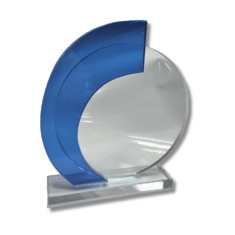 Round Blue Strip Glass Award