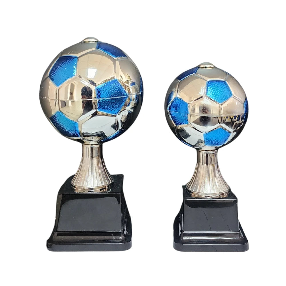 Silver / Blue Soccer Ball Trophy