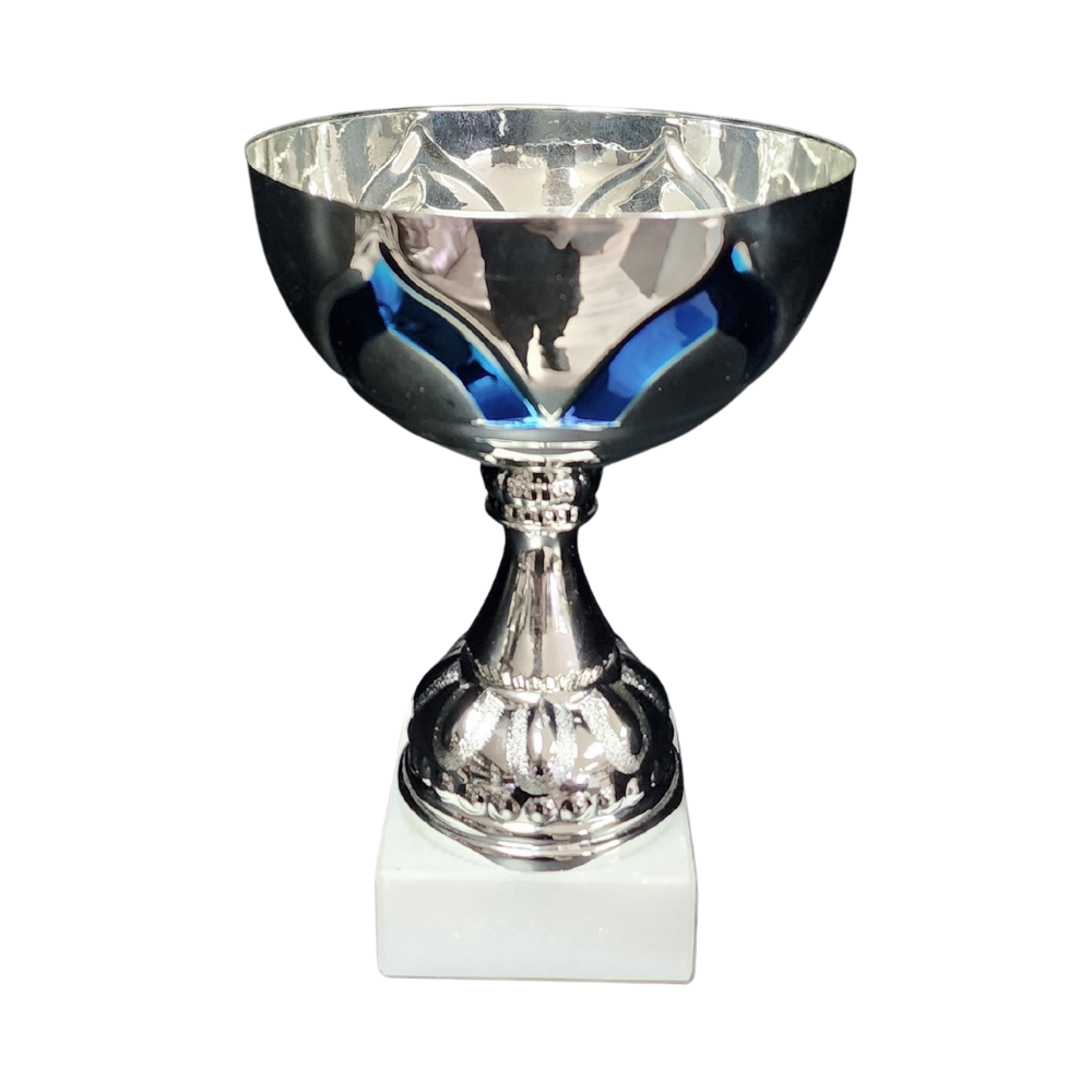 Silver / Blue Metal Bowl Cup - CU0029
