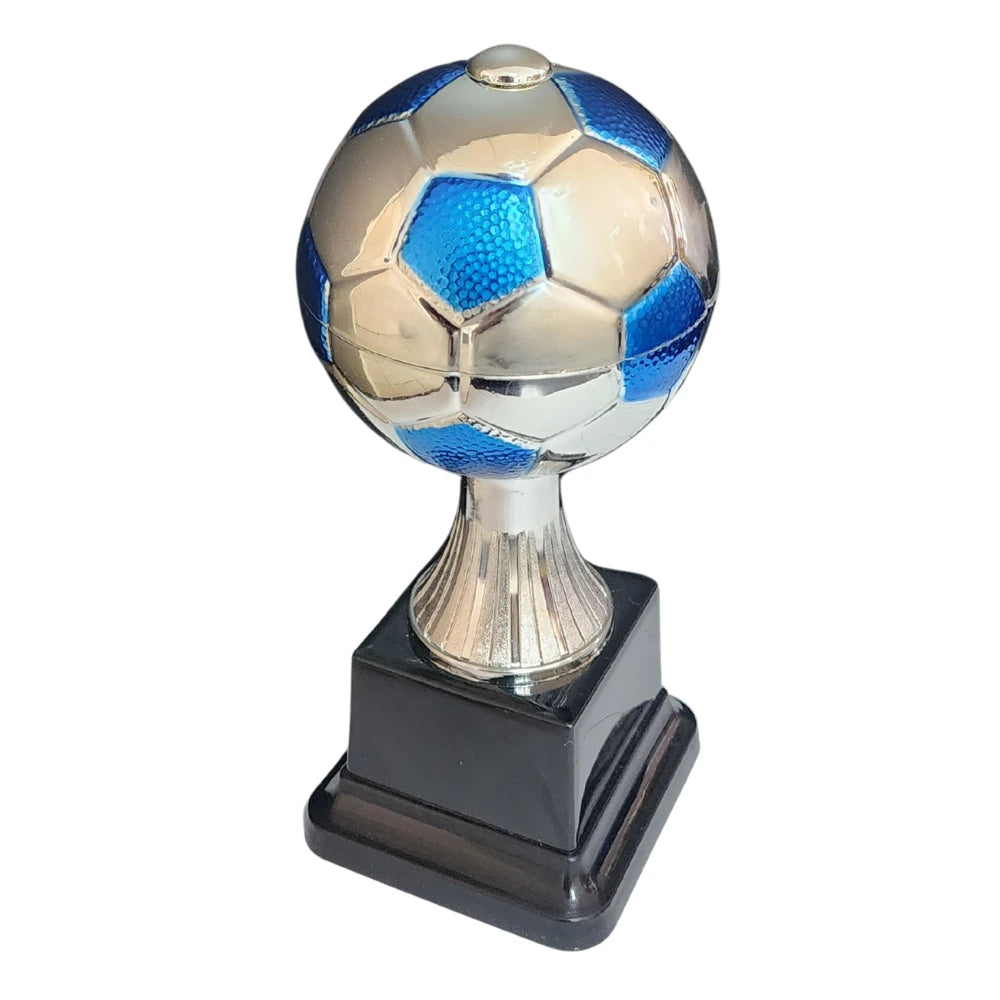 Silver / Blue Soccer Ball Trophy