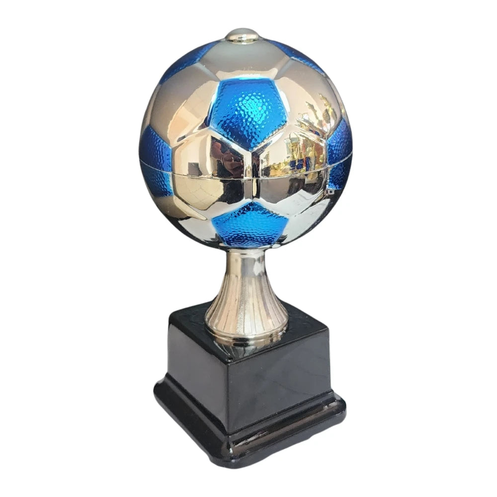 Silver / Blue Soccer Ball Trophy