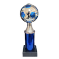 Soccer Ball Column Trophy (Silver/Blue)