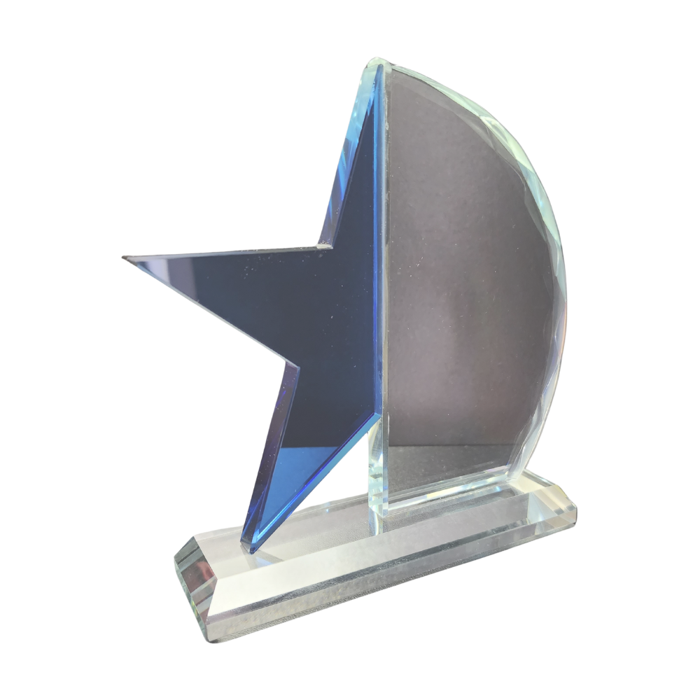 Half Star Glass Award (Blue/Red)