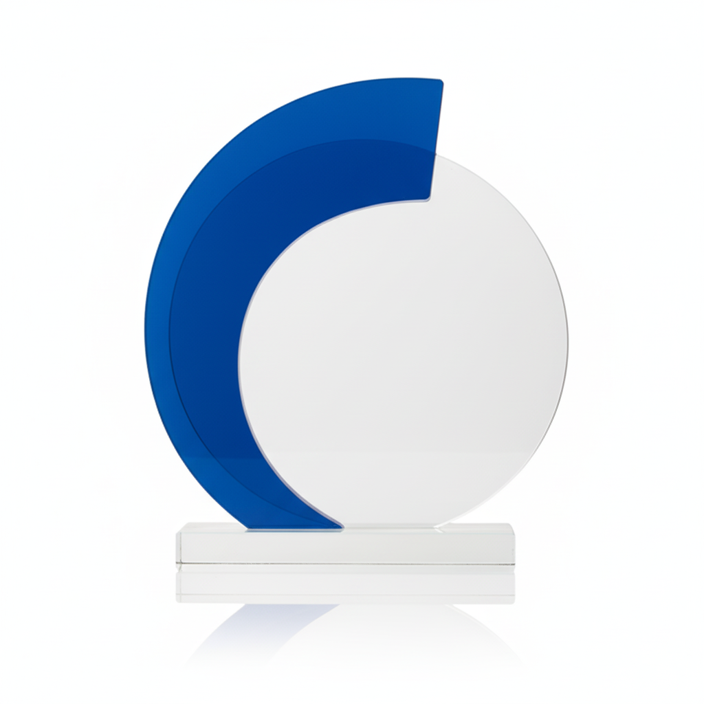 Round Blue Strip Glass Award