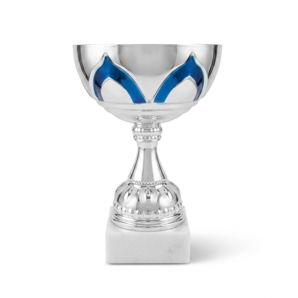 Silver / Blue Metal Bowl Cup - CU0029