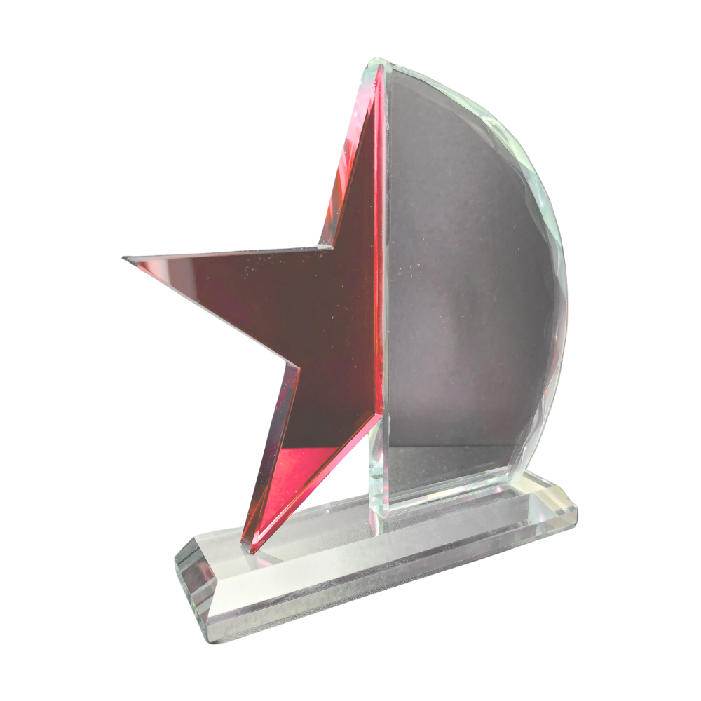 Half Star Glass Award (Blue/Red)